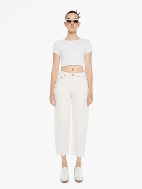 SNACKS MOTHER The Peeler Ankle Jeans in Natural Off white Tapered Style